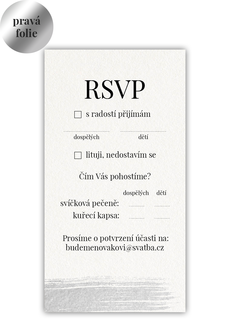 Zodpovednou kartičkou (RSVP) potvrďte účasť na svadbe. - Gold brush